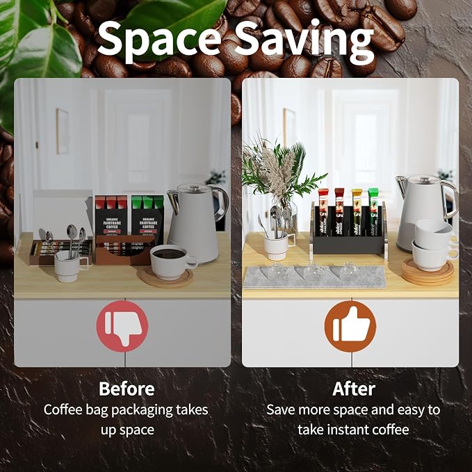 NIUBEE Acrylic Coffee Station Organizer: Instant Coffee Holder & Bag Rack Set Up - Image 4