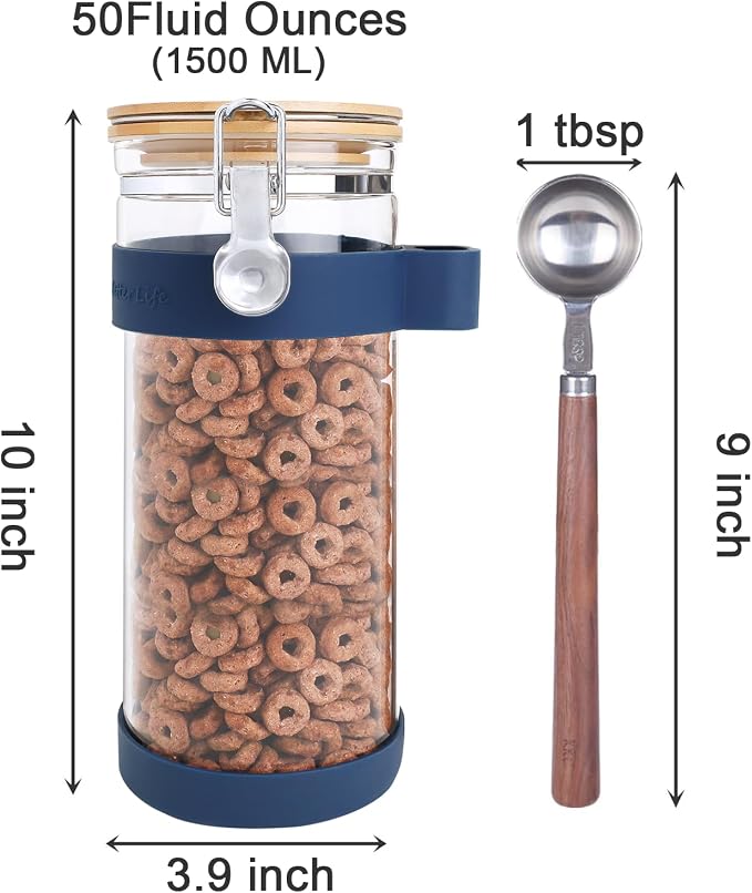 1.5-Quart Large Glass Nuts Storage Container, Airtight Food Storage Jar - Image 4