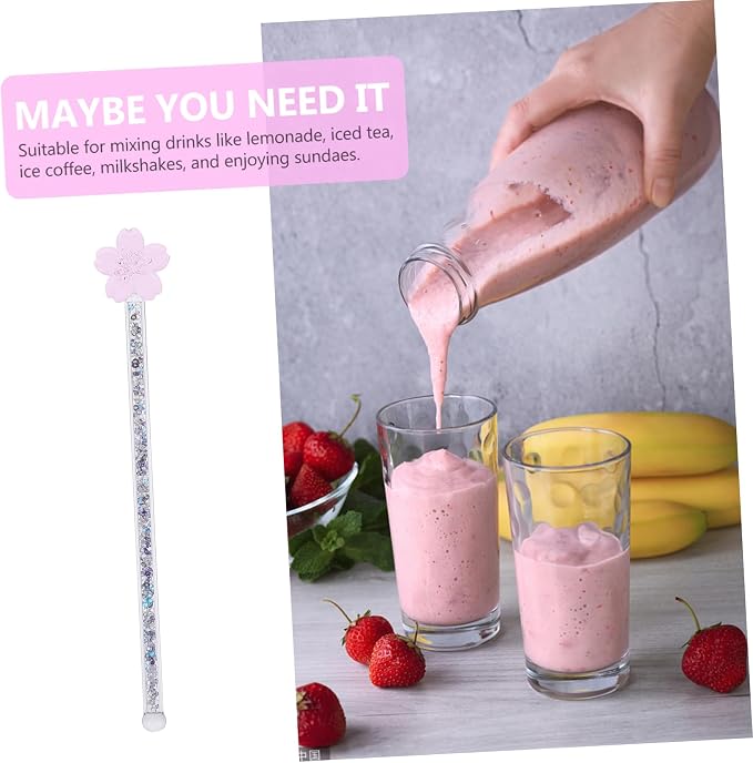 Cabilock 1pc Flower Glass Stirring Rod Heat-resistant Drink Muddler Stirrer - Image 2
