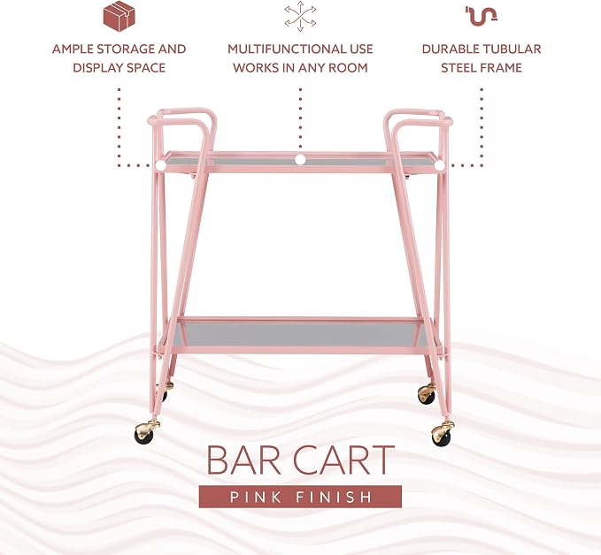 Gina Pink Mid-Century Bar Cart - Image 13