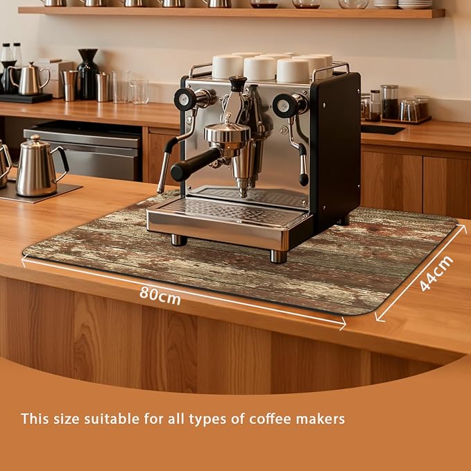 Coffee Mat 32x18 Inch, Wood Grain Coffee Bar Accessories, Absorbent Hide Stain - Image 2