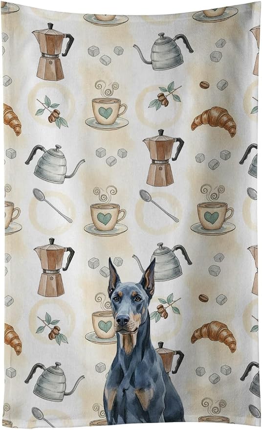 Caroline's Treasures Blue Doberman Pinscher Coffee Bar Kitchen Towel Velour by CarolinesTreasures