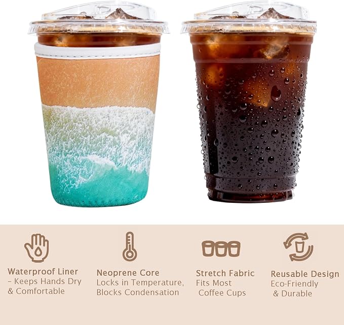 Reusable Insulated Sleeve for Iced Coffee Cup, Beverage Holder for Iced Coffee - Image 6