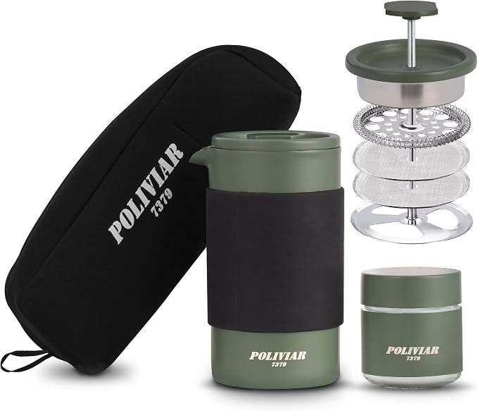 POLIVIAR French Press Coffee Maker, 12 oz Portable French Press by POLIVIAR7379