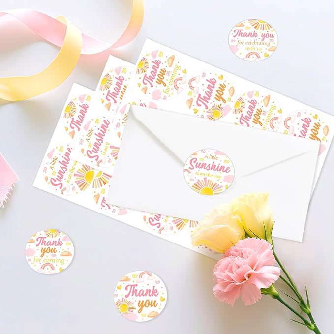 Serencatcher Sunshine Baby Shower Thank You Stickers - Image 2