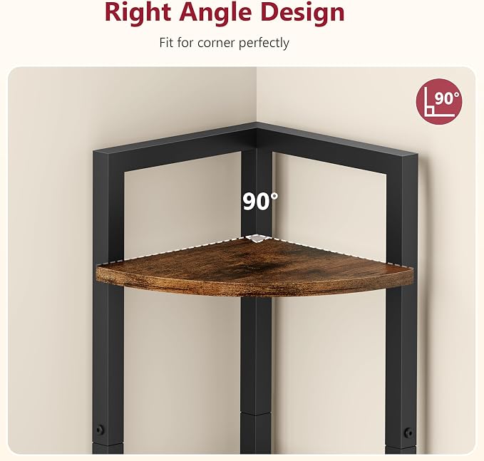 Tajsoon Small Corner Shelf Stand 3 Tier 39.6" Industrial Corner Display Shelf - Image 4