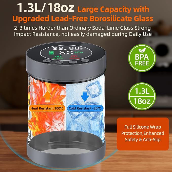 Automatic Vacuum Coffee Canister, 1.3L Airtight Food Storage Containers - Image 3