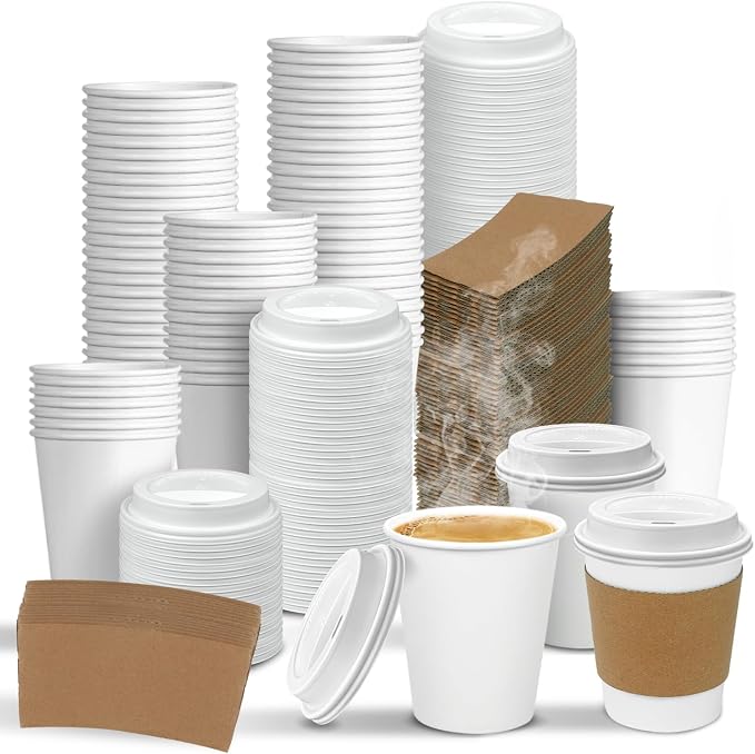Ginkgo 100 Pack 8 oz Thickened Paper Coffee Cups by HOME