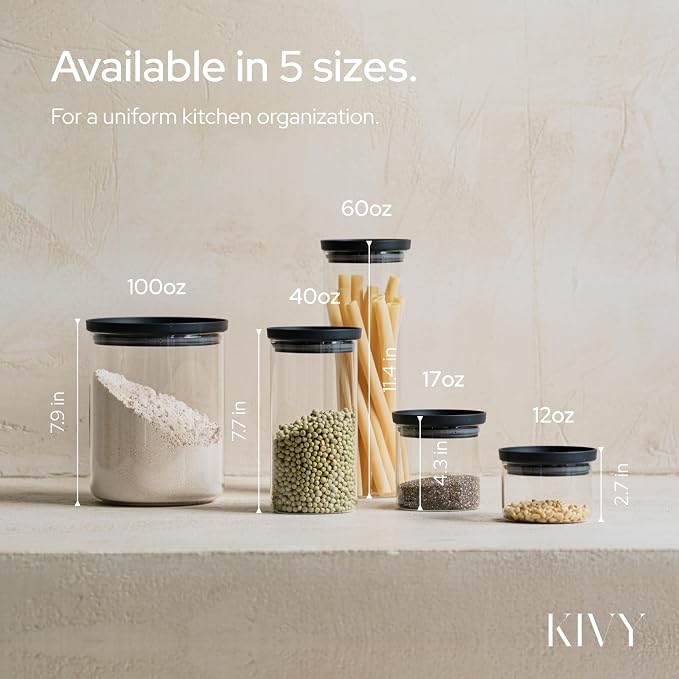 KIVY Glass spice jars transparent Glass Lid Stackable & Airtight small glass - Image 6