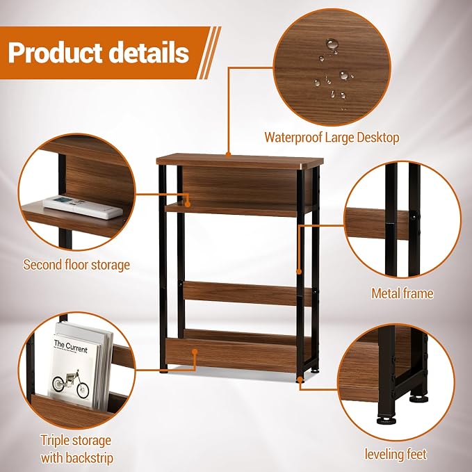 GarveeHome Narrow Side Table for Small Spaces, 3 Tier Small End Table - Image 7