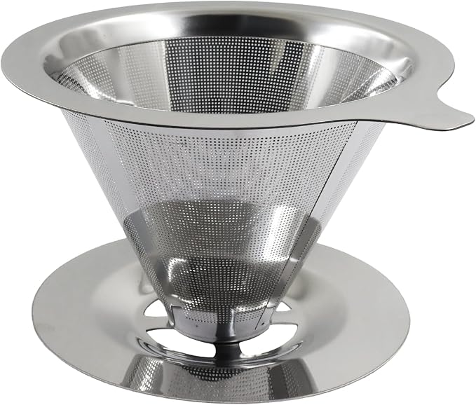Bonsicoky Pour Over Coffee Dripper, Stainless Steel Coffee Filter, Metal Cone - Image 2