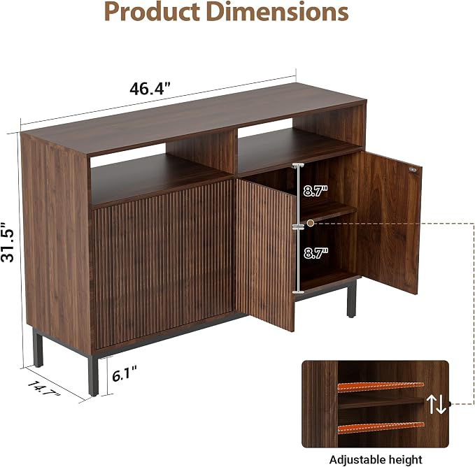 Mericonia Farmhouse Buffet Sideboard Cabinet - Image 2