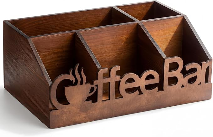 Coffee Station Organizer for Counter Wood Countertop Accessories Organizer by Unknown