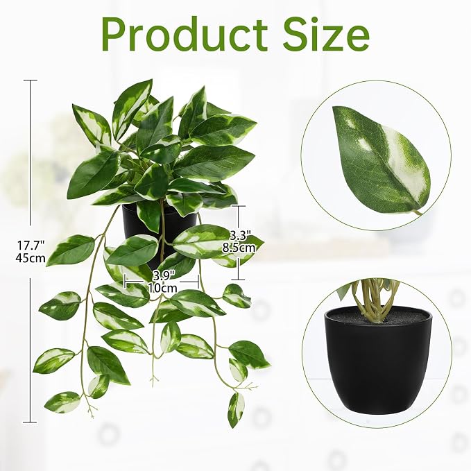 Briful Small Fake Plants Indoor Greenery Realistic Faux Trailing Plant - Image 2