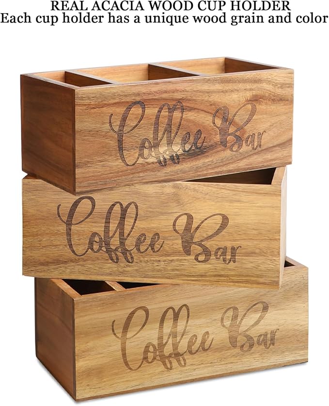Acacia Wood Station Organizer, Coffee Station Organizer - Image 4