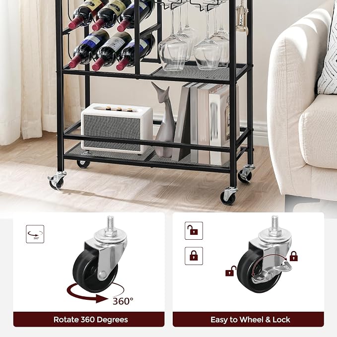 MAHANCRIS Bar Cart for Home, 3-Tier Serving Cart - Image 8