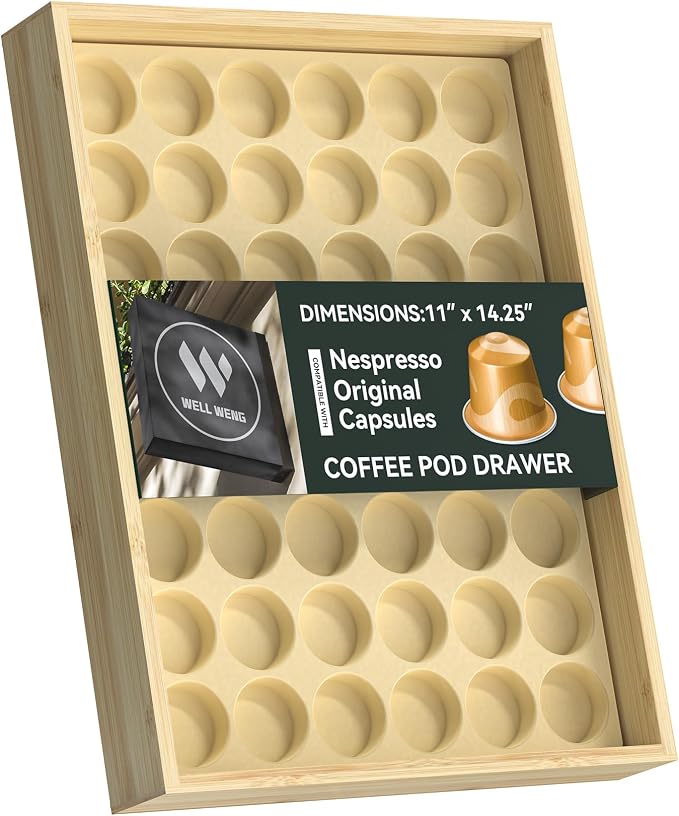 Bamboo Coffee Pod Holder Compatible by WELLWENG