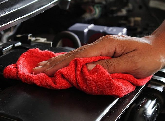 DAN RIVER Shop Towels, 50 Pack Commercial Use Red Terry Cloth Rags - Image 9