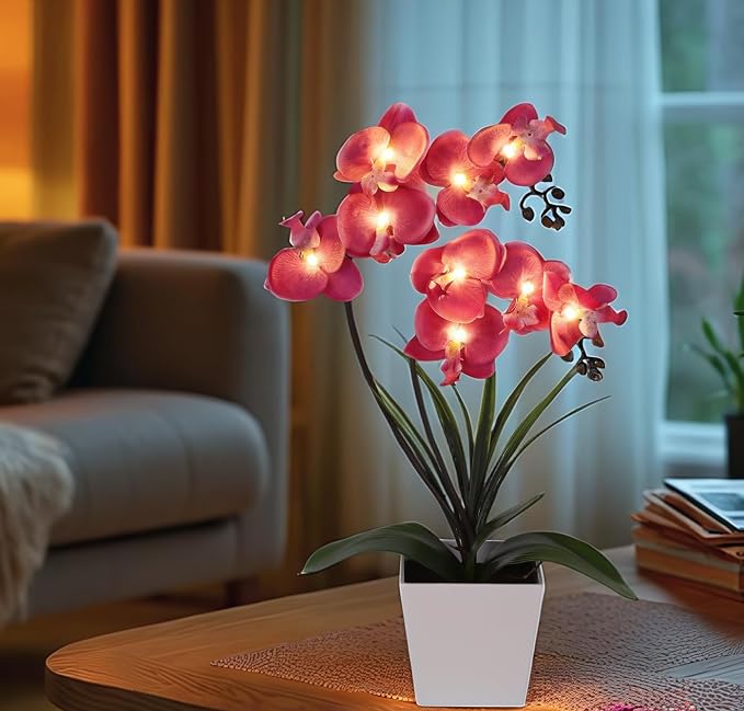 HOMESEASONS Orchid Lamp-LED Lighted Orchid Arrangements, Pre Lit Artificial - Image 7