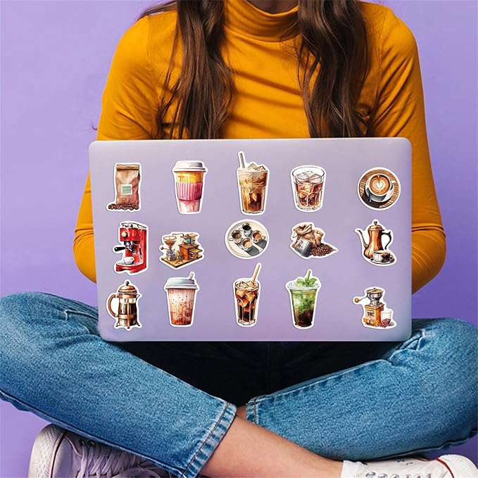 50pcs Retro Coffee Stickers for Coffee Lover Scrapbooking Journaling Junk - Image 7