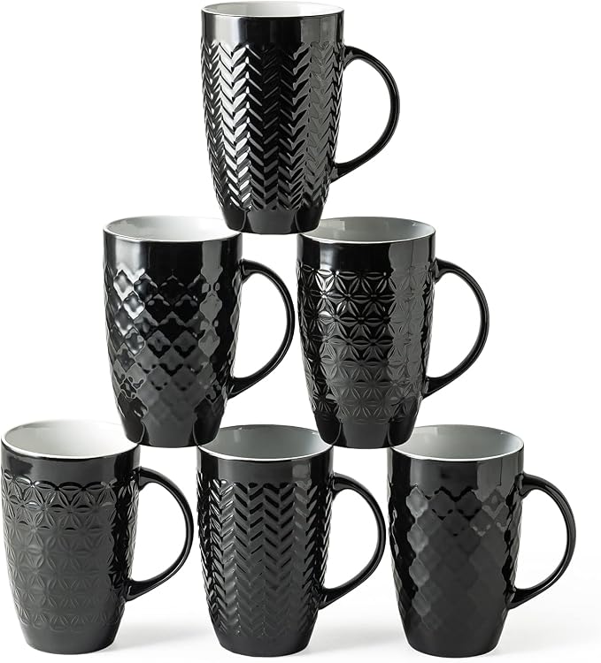 AmorArc Large Coffee Mugs Set of 6, 20oz Ceramic Tall Coffee Mugs Set by AmorArc