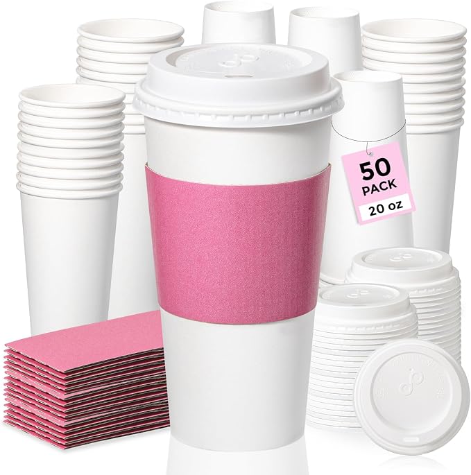 Fit Meal Prep 50 Pack 20 oz Disposable Coffee Cups by FMPBRANDS