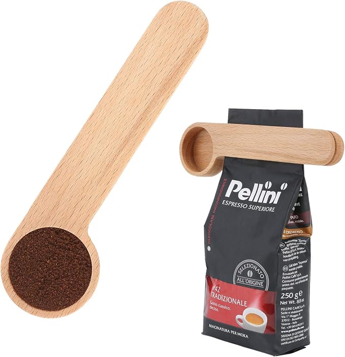 Wood Coffee Scoop with Bag Clip, Measuring Tea Coffee Bean Spoon Clip Gift by YIDADA