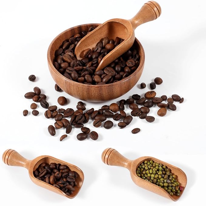 Acacia Mini Wooden Spoons 2Pcs Wooden Coffee Scoops Multipurpose Measuring - Image 3
