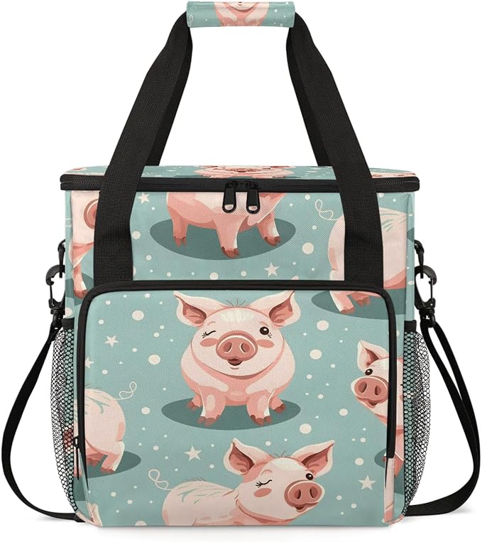 Pig Coffee Maker Carring Bag, Large Insulated Storage Organizer Case Tote Bags by Home