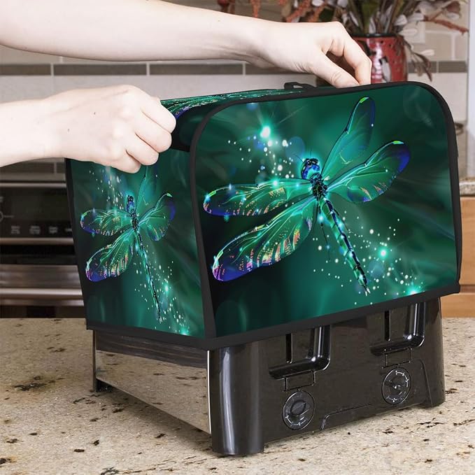 Vintage Green Dragonfly Toaster Cover 2 Slice Wide Slot Washable Appliance - Image 7