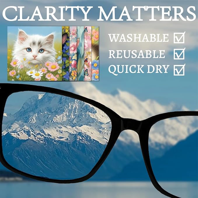 CREATCABIN 6Pcs Cleaning Cloth for Eyeglasses Microfiber Cleaning Cloth Cat - Image 4