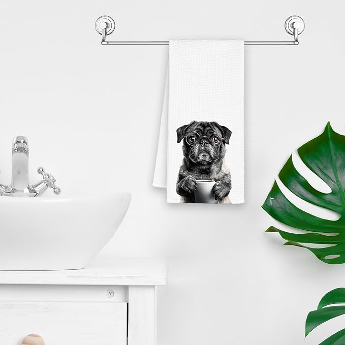 Dog Pug Kitchen Towels, Funny Cute Hand Bathroom Towels Gifts - Image 5