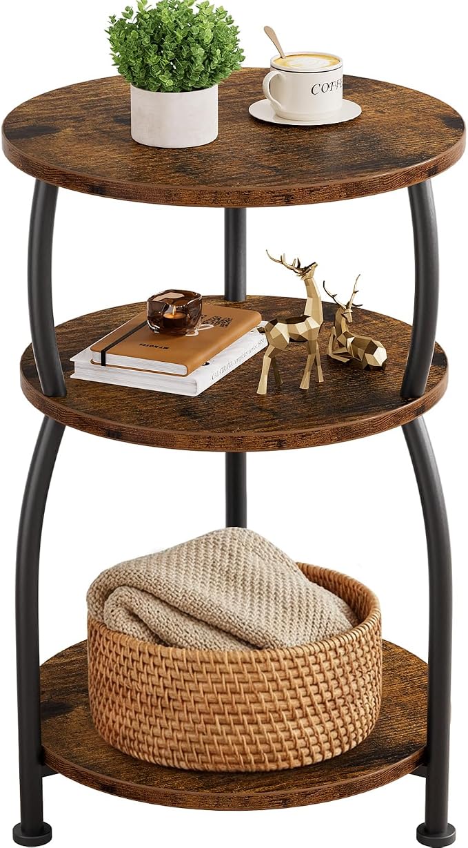 Round Side Table, 3-Tier End Table by designyourhome