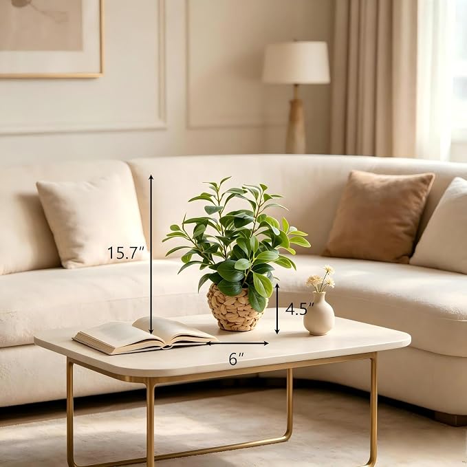 AlphaAcc 15.7" Artificial Fig Leaf Plant in Water Hyacinth Basket - Image 2