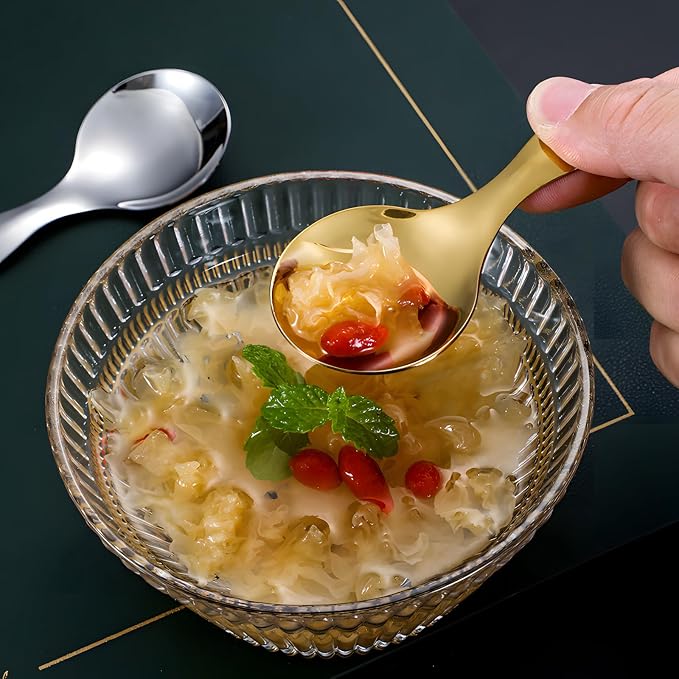5PCS Short Handle Spoon, Stainless Steel Mini Spoons Thickened Small Round Spoon - Image 4