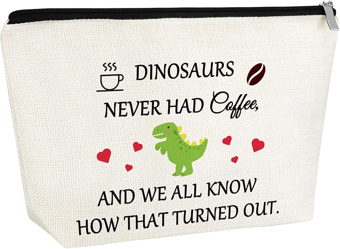 Coffee Lovers Gifts for Women Makeup Bag Funny Coffee Gifts Dinosaur Lover Gift by Gfhzdmf