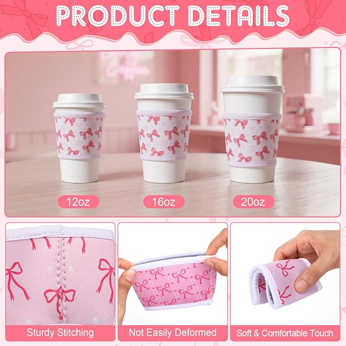 Potchen 16 Pack Reusable Iced Coffee Cup Sleeves Neoprene Insulated Drink Cup - Image 3