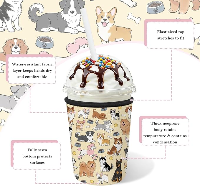 3 Pack Reusable Insulated Neoprene Iced Coffee Cup Sleeve, Durable Drink Sleeve - Image 6