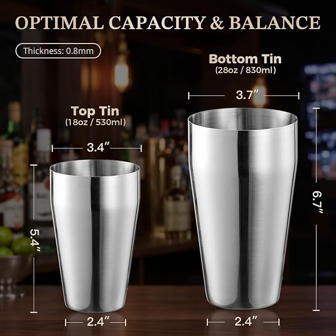KITESSENSU Cocktail Shaker Set, 2-Piece Boston Shaker Set - Image 2