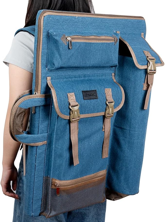 TRANSON Art Portfolio Case Artist Backpack Canvas Bag Large 26” x 19.5” - Image 8