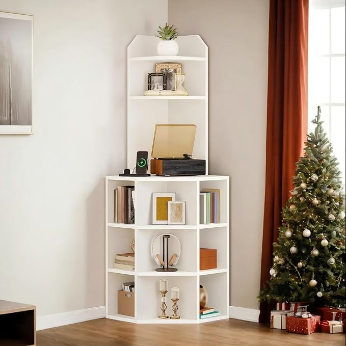 YITAHOME Corner Shelf with USB Ports & Outlets, Modern Corner Storage Cabinet by YITAHOME