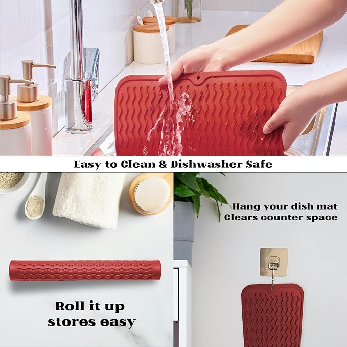 ZLR Silicone Dish Drying Mat for Kitchen Counter - Image 4