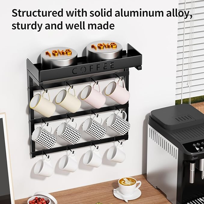 RCHYFEED Coffee Mug Holder Wall Mounted, Mug Rack Organizer - Image 2