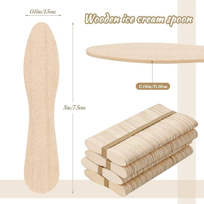 400 Pcs Small Wooden Spoons, Mini Disposable Ice Cream Tasting Spoons, 3 Inch - Image 2