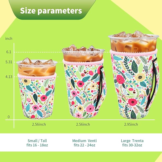 3 Pack Iced Coffee sleeve Insulated Neoprene Cup Sleeves - Image 2