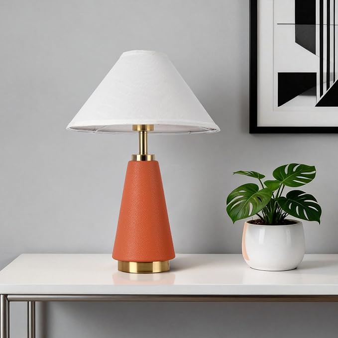 18.11 Inch Mid Century Modern Orange Table Lamp Set of 2, MCM - Image 6