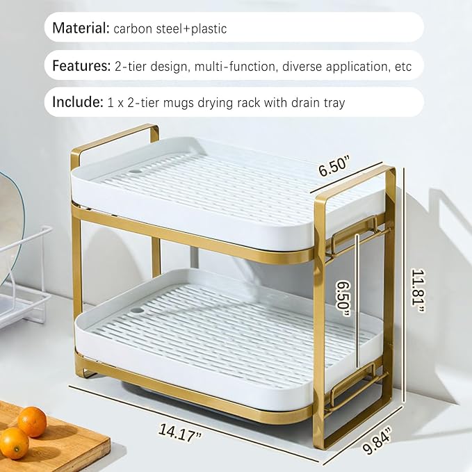 WAYUTO 2-Tier Mugs Drying Rack - Image 6