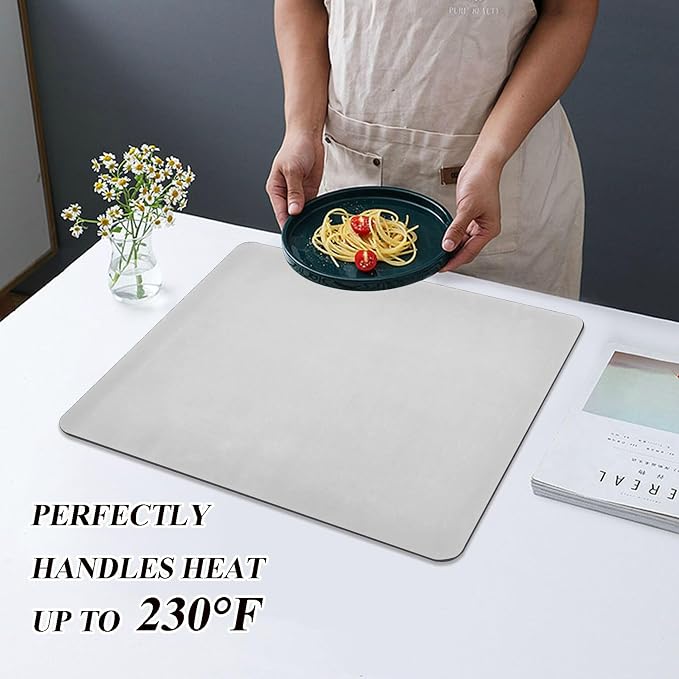 Grey Dish Drying Mat for Kitchen Counter No-slip Rubber Bottom Drainer Mats - Image 5