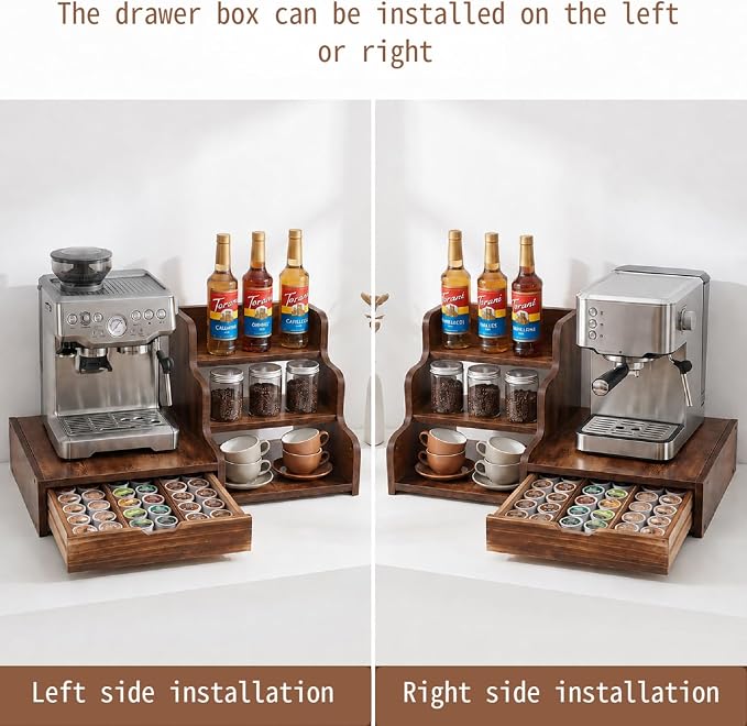 Wood Coffee Bar Organizer Station - Image 4