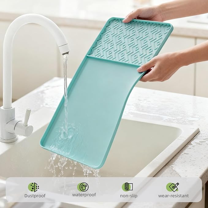 Silicone Coffee Mat with Raised Edges 19" x 12" – Waterproof Countertop Mat - Image 8